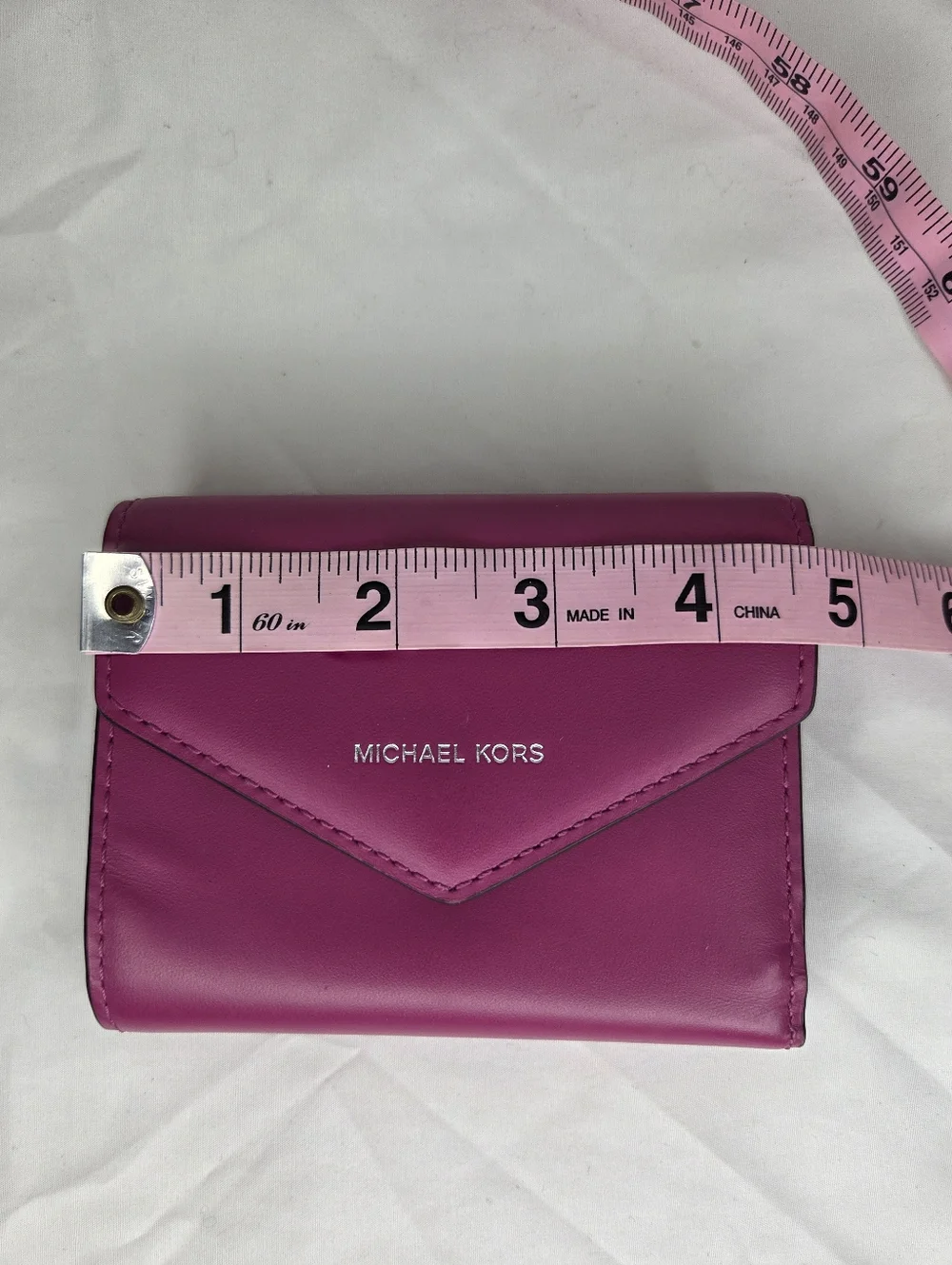 Michael Kors Women's Fuchsia Leather Trifold Envelope Wallet - Picture 12 of 13